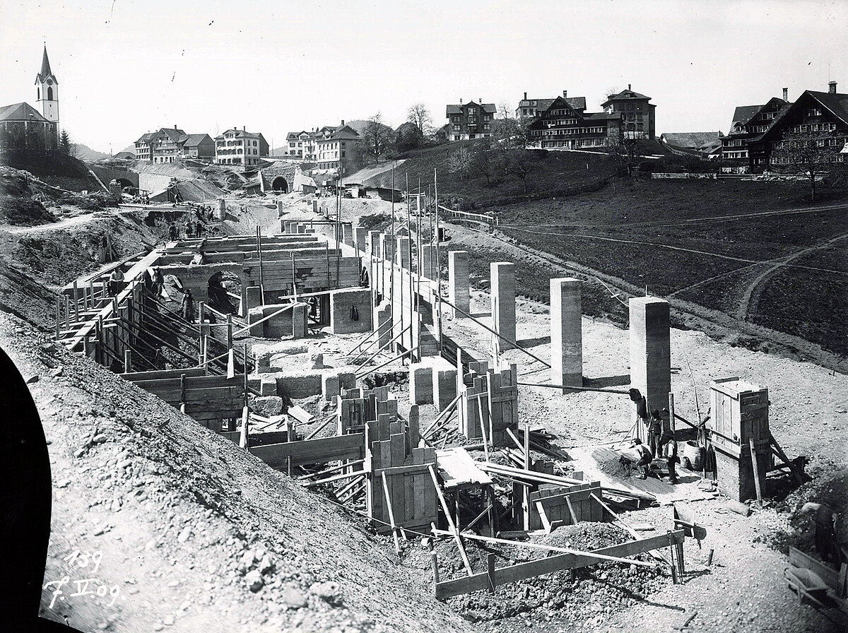 Ein Blick auf die Baustelle des Bahnhofs Herisau.